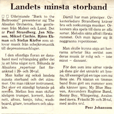 Let the Good Times Roll #26 - Landets minsta storband - The Absalon Orchestra