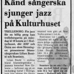 Artikel i Arbetet, 1 november 1982: Känd sångerska sjunger jazz på Kulturhuset