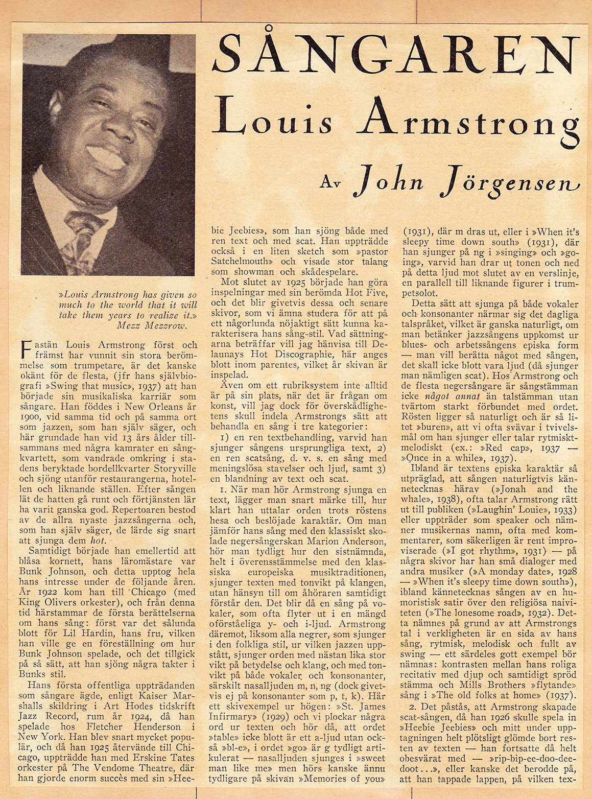 Sångaren Louis Armstrong - del 1 - sida 1