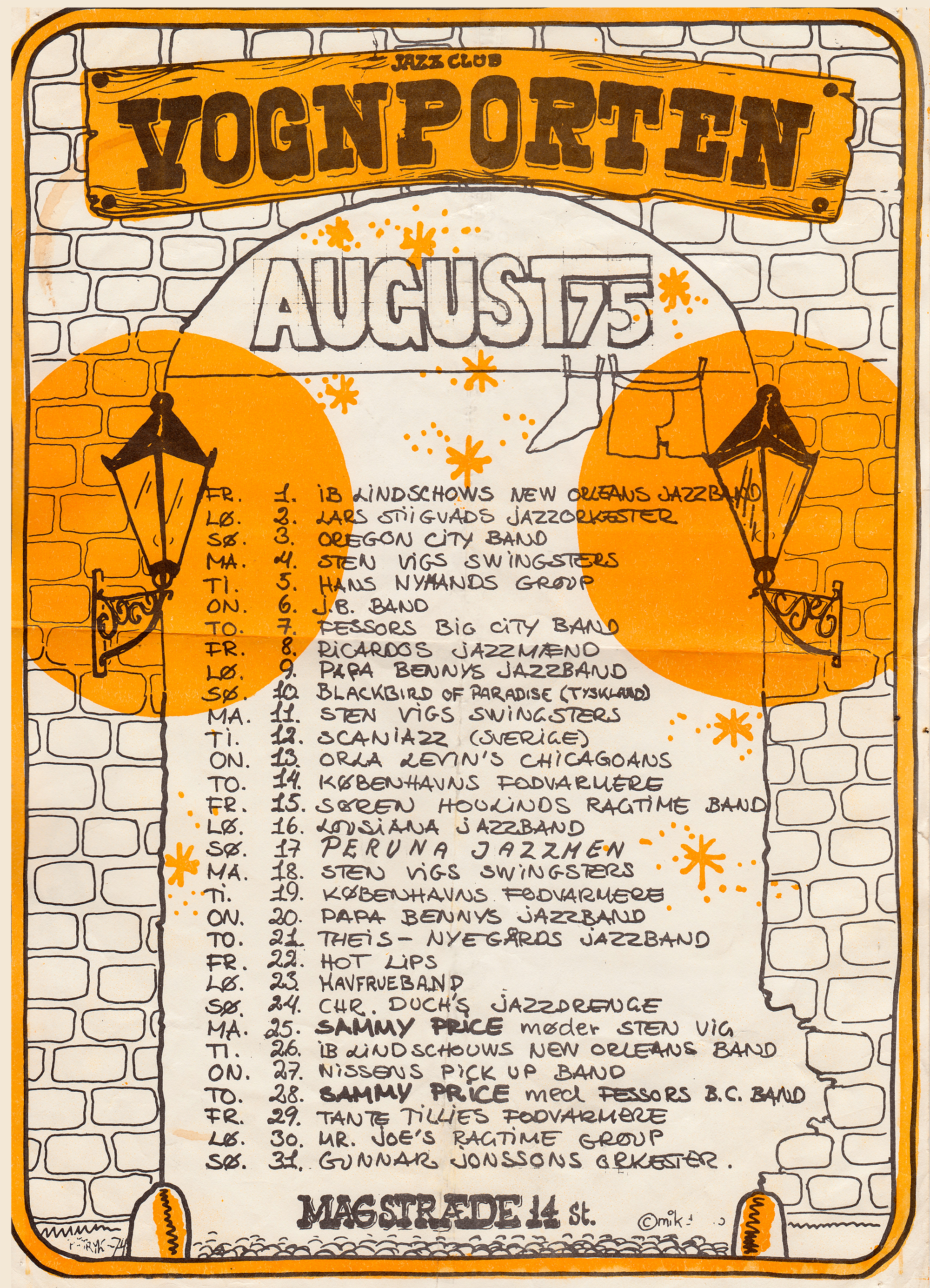 Scaniazz 1975. The August program for Vognporten, Copenhagen